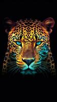 abstrakt Jaguar auf dunkel Hintergrund ai generiert foto
