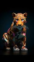 Origami Jaguar auf dunkel Hintergrund generativ ai foto