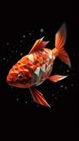 Origami Koi Fisch auf dunkel Hintergrund generativ ai foto