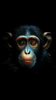glitchy Affe auf dunkel Hintergrund generativ ai foto