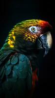 Silhouette von ein Papagei auf ein dunkel Hintergrund ai generiert foto