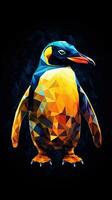 abstrakt Pinguin auf dunkel Hintergrund generativ ai foto
