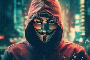 anonym Hacker Porträt Internet-Sicherheit und Cyberkriminalität Konzept foto