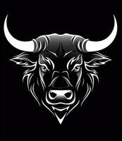 schwarz und Weiß Stier Logo zum Marke Namen ai generiert foto