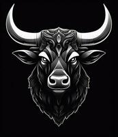 schwarz und Weiß Stier Logo zum Marke Namen ai generiert foto