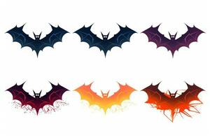 gespenstisch Halloween Aufkleber mit spektral Fledermäuse auf Weiß Hintergrund ai generiert foto