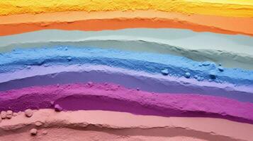 beschwingt Regenbogen farbig Sand Streifen Nahansicht ai generiert foto