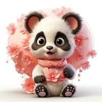 süß flauschige Baby Panda halten ein Rosa Ballon ai generiert foto