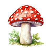 süß Pilz Aquarell Clip Art auf Weiß Hintergrund ai generiert foto