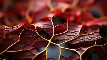 beschwingt Herbst Blatt Makro Schuss ai generiert foto