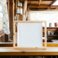 leeren Bild Rahmen im ein japanisch Tatami Zimmer ai generiert foto