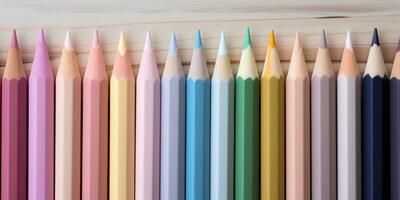 minimalistisch Bleistifte im Minze Sahne Alice Blau und Honigtau Farben ai generiert foto