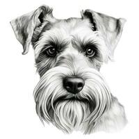 handgemalt Schnauzer Gesicht Clip Art Bild zum Färbung Buch auf Weiß Hintergrund ai generiert foto