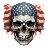 patriotisch Schädel mit amerikanisch Flagge ai generiert foto