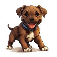 bezaubernd Staffordshire Stier Terrier Karikatur Stil zum Kleinkind Buch Clip Art auf Weiß Hintergrund ai generiert foto