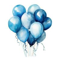 bunt Aquarell Blau Luftballons Clip Art auf Weiß Hintergrund ai generiert foto