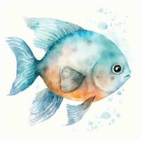 bunt Aquarell Fisch Illustration zum Baby Buch ai generiert foto