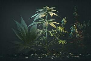 schön Blühen Cannabis Pflanze ai generiert foto