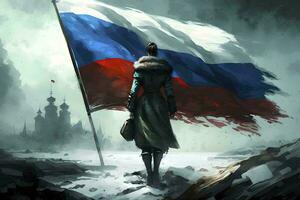 Russisch Flagge im das Hintergrund ai generiert foto
