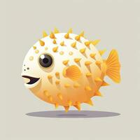minimalistisch Animation von ein Puffer Fisch ai generiert foto