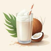 erfrischend Kokosnuss trinken auf minimalistisch animiert Hintergrund ai generiert foto