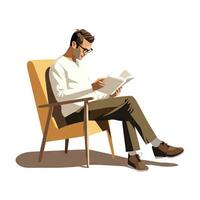 Mann lesen Buch im eben minimalistisch Stil ai generiert foto