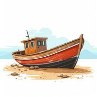 alt Boot auf Strand eben minimalistisch ai generiert foto