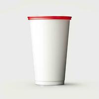 minimalistisch Animation von Plastik Tasse ai generiert foto