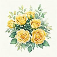 Gelb Aquarell Rosen Clip Art foto