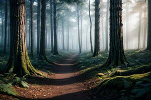 Foto von das dunkel Rücken Wald Hintergrund Hintergrund