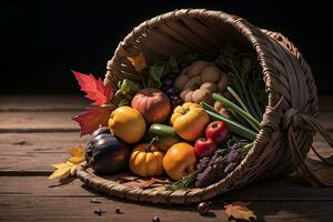 Studio Foto von das Korb mit Herbst Ernte Gemüse