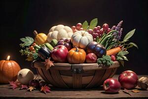 Studio Foto von das Korb mit Herbst Ernte Gemüse