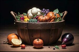 Studio Foto von das Korb mit Herbst Ernte Gemüse