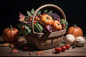 Studio Foto von das Korb mit Herbst Ernte Gemüse