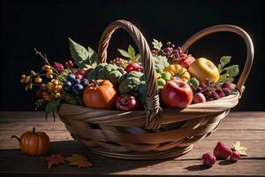 Studio Foto von das Korb mit Herbst Ernte Gemüse