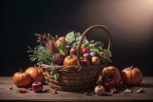 Studio Foto von das Korb mit Herbst Ernte Gemüse