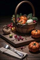 Studio Foto von das Korb mit Herbst Ernte Gemüse