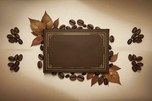 Jahrgang Hintergrund mit Aquarell Kaffee Bohnen und Blätter Cafe Vorlage foto