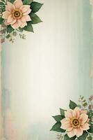 Jahrgang retro Stimmung Papier Textur mit Aquarell Blumen foto