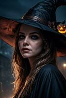 Foto Porträt von das Halloween Hexe