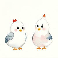 Aquarell Kinder Illustration mit süß chiken Clip Art foto