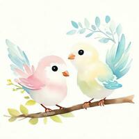 Aquarell Kinder Illustration mit süß Vogel Clip Art foto