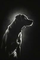 Hund Hündchen hetzen Studio Silhouette Foto schwarz Weiß Jahrgang von hinten beleuchtet Bewegung Kontur tätowieren