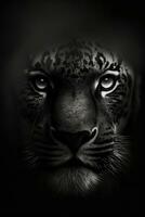 Urwald Tiger Studio Silhouette Foto schwarz Weiß Jahrgang von hinten beleuchtet Porträt Bewegung Kontur tätowieren