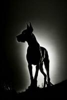 Hund Hündchen hetzen Studio Silhouette Foto schwarz Weiß Jahrgang von hinten beleuchtet Bewegung Kontur tätowieren