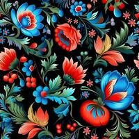 retro Jahrgang aufwendig Ornament nahtlos Muster Blumen- Blau Platz Kunst Textil- Stoff drucken Kunst foto