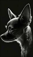 Chihuahua klein Hund Silhouette Kontur schwarz Weiß von hinten beleuchtet Bewegung tätowieren Fachmann Fotografie foto