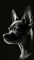 Chihuahua klein Hund Silhouette Kontur schwarz Weiß von hinten beleuchtet Bewegung tätowieren Fachmann Fotografie foto