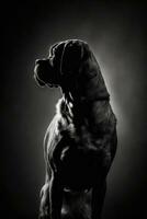 Stock Korso Hund Silhouette Kontur schwarz Weiß von hinten beleuchtet Bewegung Kontur tätowieren Fachmann Fotografie foto