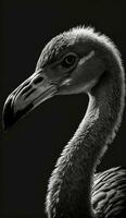 Flamingo Vogel Studio Silhouette Foto schwarz Weiß Jahrgang von hinten beleuchtet Porträt Bewegung Kontur tätowieren